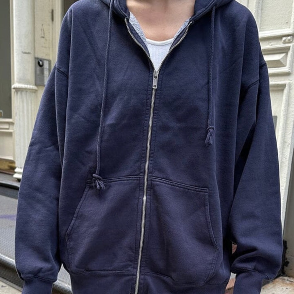 Navy Blue Brandy Melville Oversized Zip up